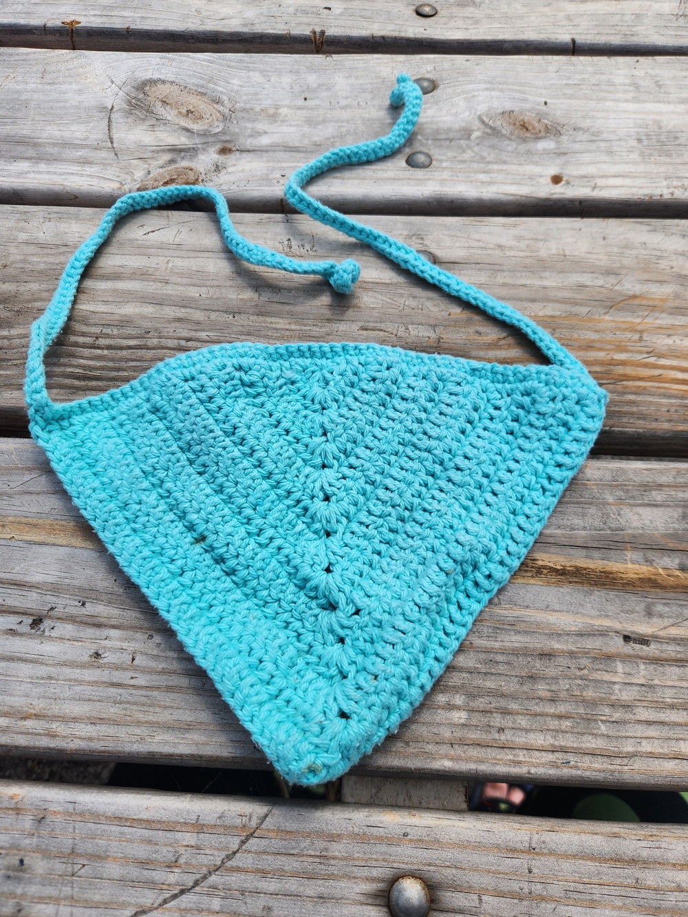 Handmade Crochet Triangle Bikini Top - Turquoise
